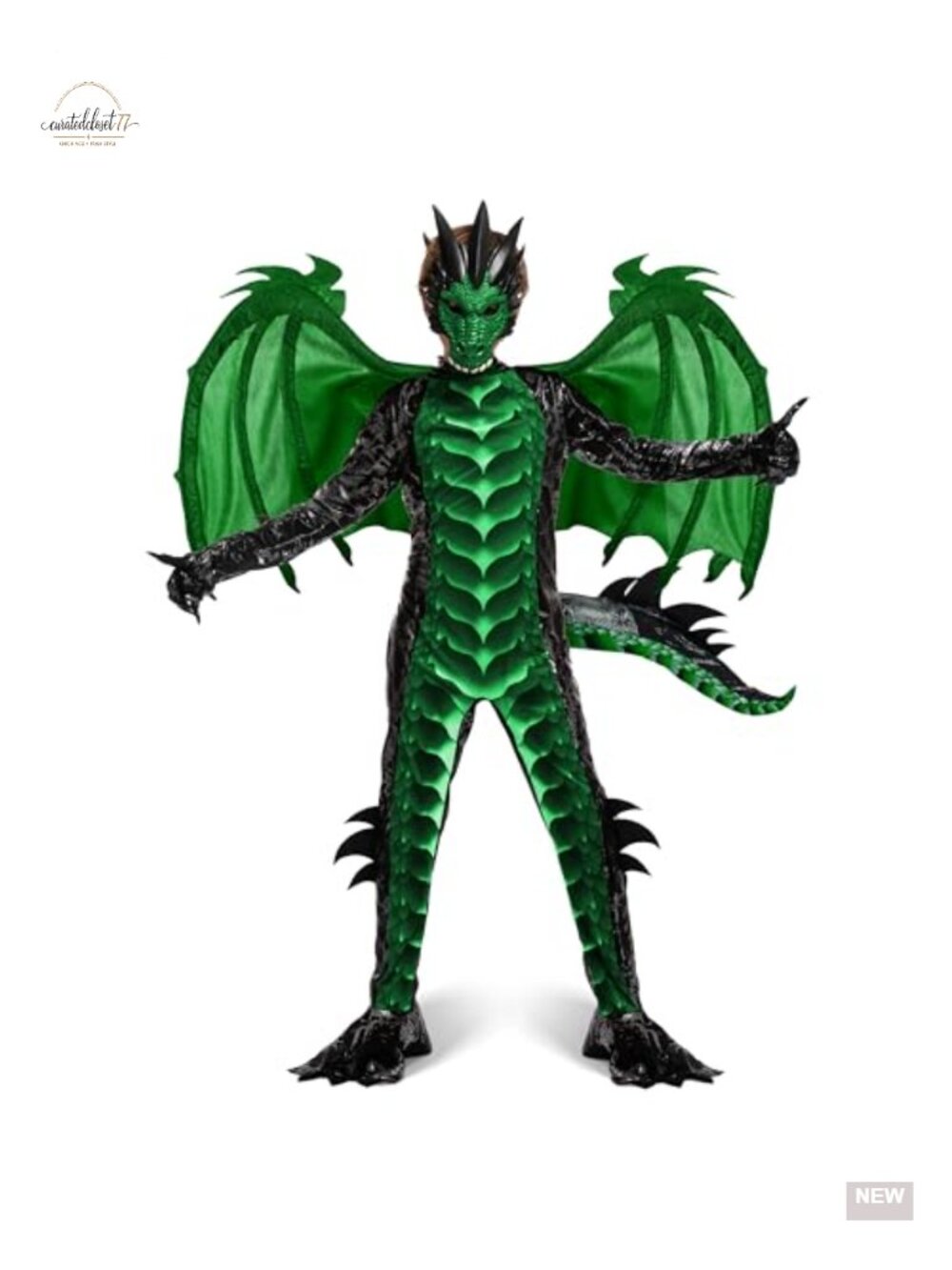 Kids Dragon Costume Set with Wings Tail Mask Gloves Jumpsuit